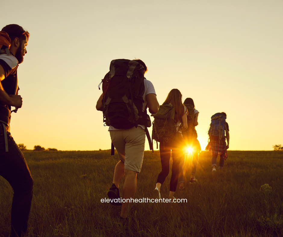 People hiking in summer