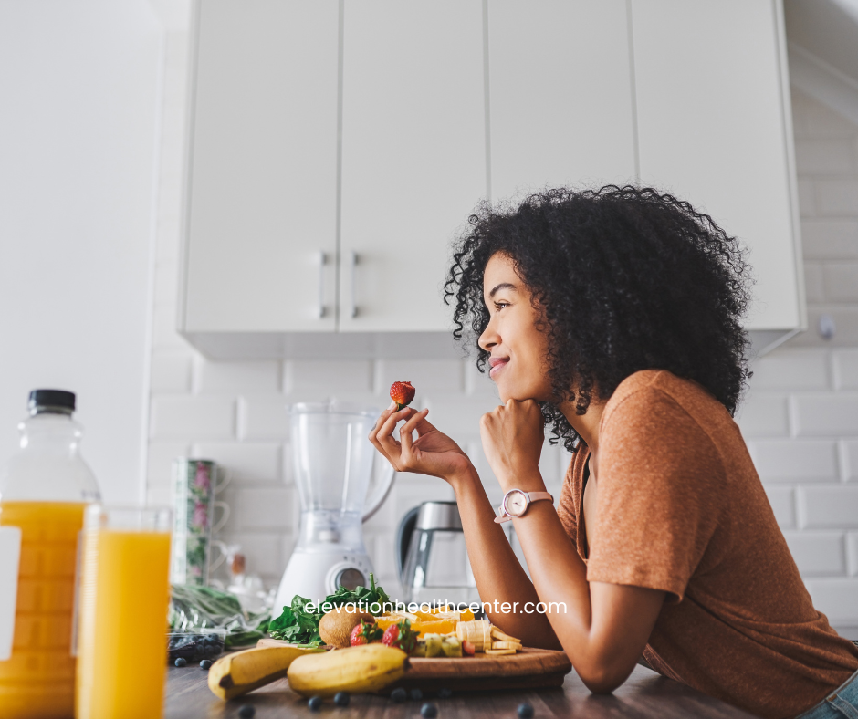 woman eating health and fighting long-term illnesses
