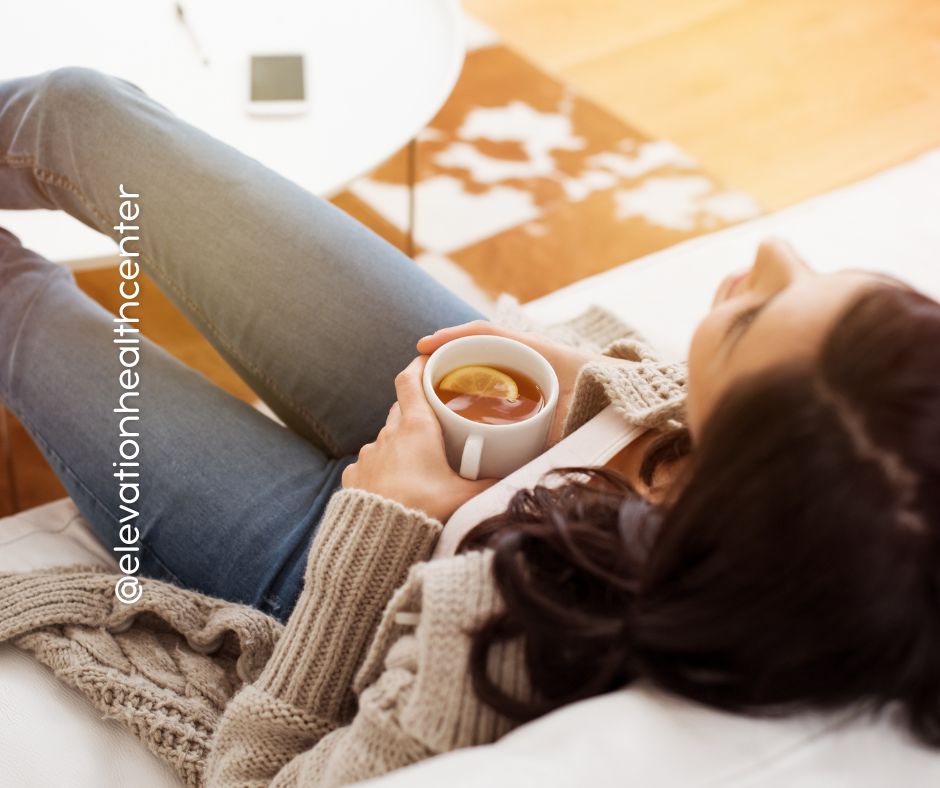 Woman resting for happy, healthy holiday season