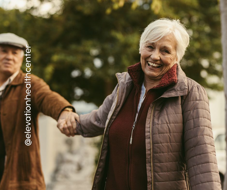 Happy man and women without holiday stress